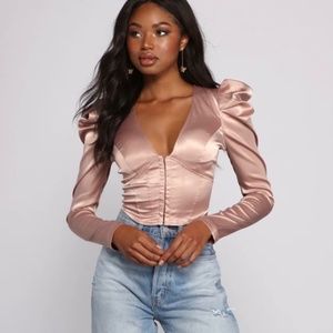 Windsor Satin Blouse* Blush* Size S*NWT